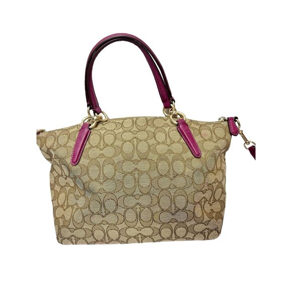 COACH "Kelsey" Handbag Purse Khaki/Dahlia #F36625,As Is staining /discolouration - Picture 9 of 16